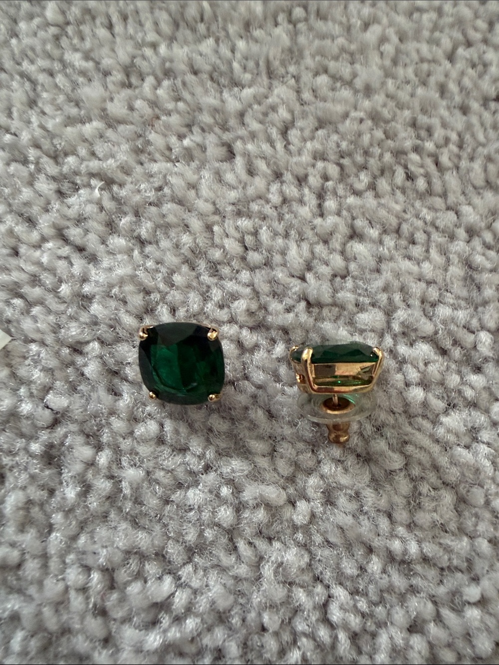 kate spade Gold-Tone Emerald Green Cushion Stud Earrings